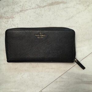 Kate Spade Laurel Way Neda Large Saffiano Leather Zip Around Wallet Black